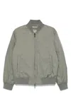 Emporio Armani Reversible Down Jacket With A Bomber Jacket Collar In Jacquard Nylon With All-over Lettering In Green