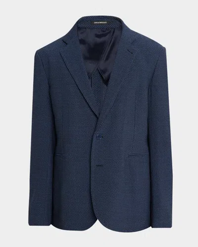 Emporio Armani Men's Jacquard Wool Soft Sport Coat In Multi