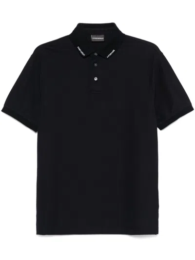 Emporio Armani Men's Jersey Polo With Logo Collar In Blue