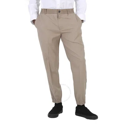 Emporio Armani Men's Khaki Elasticated-waistband Tapered Trousers In Gray