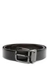 Emporio Armani Smooth-grain Leather Belt In Black