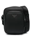 Emporio Armani Leather Crossbody Bag Adjustable Strap In Black