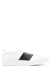 Emporio Armani Calf Leather Grained Texture Sneakers In White