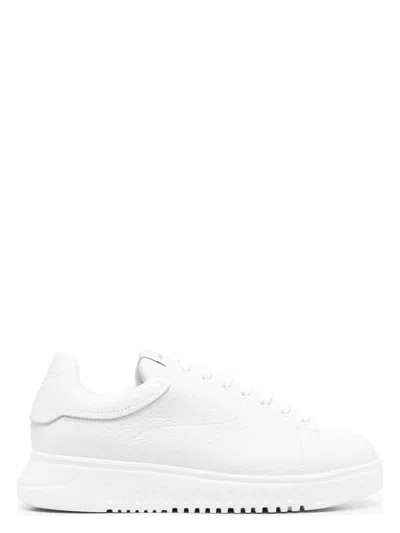 EMPORIO ARMANI MEN'S LEATHER SNEAKERS