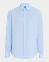 Emporio Armani Men's Linen And Cotton Sport Shirt In Blue