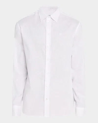 Emporio Armani Men's Linen And Cotton Sport Shirt In White