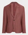 Emporio Armani Men's Linen And Wool Soft Single-breasted Sport Coat In Red