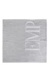 Emporio Armani Logo Cotton Blend Scarf In Grey