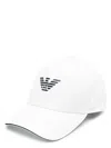 Emporio Armani Mens Off White Brand Logo-print Cotton Cap In White