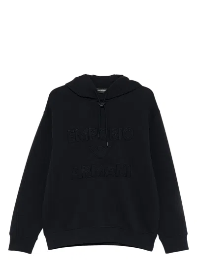 EMPORIO ARMANI MEN'S LOGO COTTON HOODIE