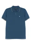 Emporio Armani Logo Cotton Polo Shirt In Blue