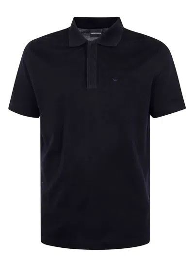 Emporio Armani Polo Blu Navy Basic In Blue