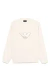 Emporio Armani Logo Cotton Sweatshirt In Beige