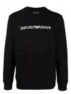 Emporio Armani Cotton Blend Crewneck Sweatshirt In Black