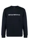 Emporio Armani Cotton Blend Crewneck Sweatshirt In Blue