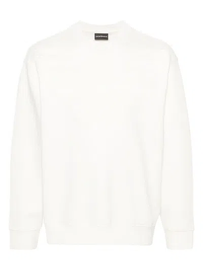 Emporio Armani Logo-embossed Scuba-jersey Sweatshirt In White