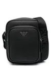Emporio Armani Leather Crossbody Bag Adjustable Strap In Black
