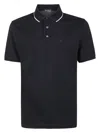 Emporio Armani Eagle Embroidery Piquet Polo Shirt In Blue