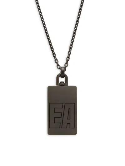 Emporio Armani Men's Logo Reversible Stainless Steel Dog Tag Necklace In Neutral