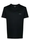 Emporio Armani Black T-shirt With Logo Lettering On The Front In Cotton And Lyocell Blend Man In Blue