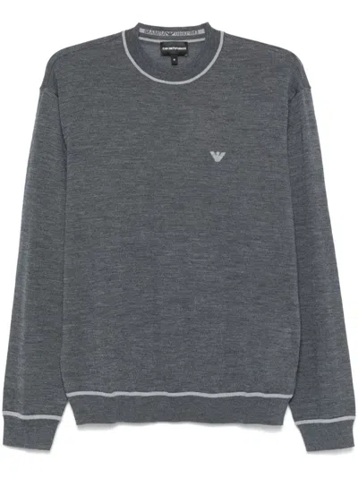 Emporio Armani Men's Logo Wool Sweater In Grey