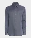 Emporio Armani Men's Micro-dot Cotton Modern Fit Sport Shirt In Blue