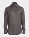 Emporio Armani Men's Micro-dot Cotton Modern Fit Sport Shirt In Brown