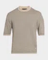 Emporio Armani Men's Micro-dot Knit Short-sleeve Crewneck Sweater In Neutral