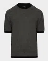 Emporio Armani Men's Micro-dot Knit Short-sleeve Crewneck Sweater In Black
