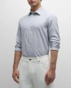 Emporio Armani Micro Check Cotton Button-up Shirt In Multi