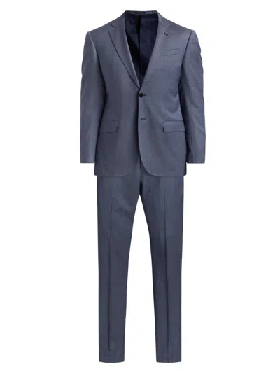 Emporio Armani Men's Micro Houndstooth Stretch Virgin Wool Suit In Blue