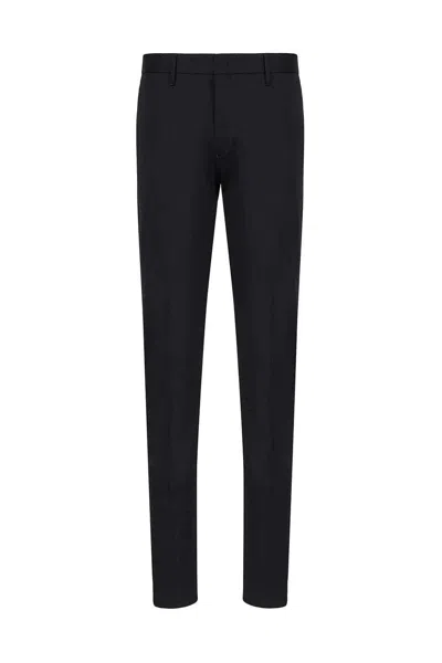 Emporio Armani Black Stretch Cotton Pant In 0919