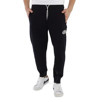 Emporio Armani Men's Navy Logo Embroidered Track Pants In Black