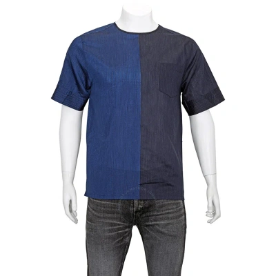 Emporio Armani Men's Navy Mix Fabric Woven T-shirt