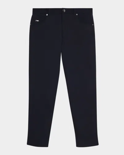 Emporio Armani Logo-detail Trousers In Blue