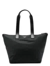 Emporio Armani Modern Black Polyamide Set Shopper With Leather Handles In Black
