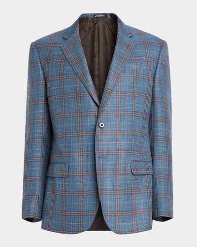 Emporio Armani Men's Oversized Plaid Sport Coat In Multi