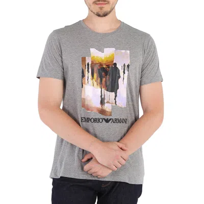 Emporio Armani Men's Photograph-print Cotton T-shirt In Gray