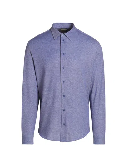 Emporio Armani Men's Piqué Jersey Sport Shirt In Purple
