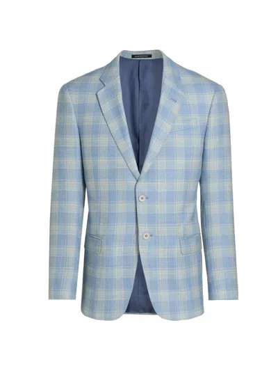 Emporio Armani Men's Plaid Wool Sports Jacket In Blue