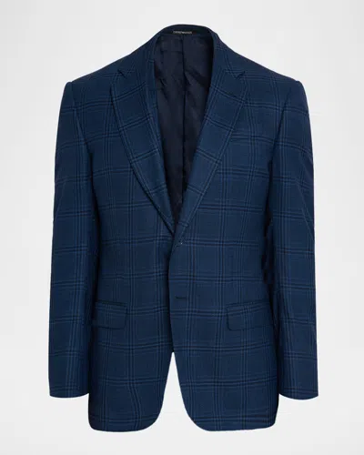 Emporio Armani Men's Prince Of Wales Wool G Line Sport Coat In Blue