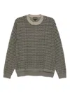 Emporio Armani Wool Crewneck Jumper With Ribbed Cuffs In Green
