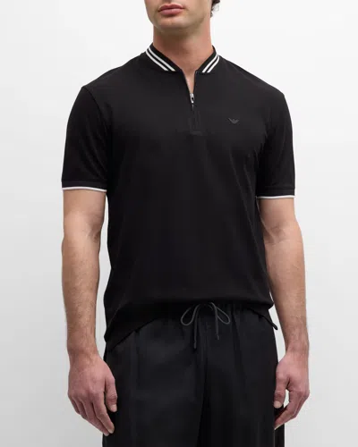 Emporio Armani Men's Quarter-zip T-shirt In Black
