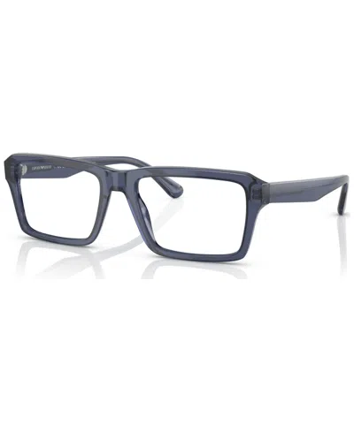 Emporio Armani Men's Rectangle Eyeglasses, Ea320656-o In Shiny Transparent Blue
