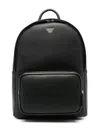 Emporio Armani Asv Regenerated Saffiano Leather Round Backpack With Eagle Plate In Black