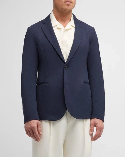 Emporio Armani Men's Rice Stitch Sport Coat In Blue