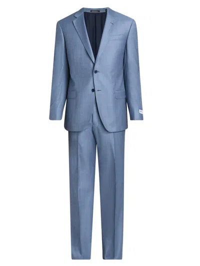 Emporio Armani Men's Shark Skin Wool Single-breasted Suit In Blue