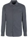 Emporio Armani Printed Stretch-cotton Shirt With Button-down Collar In Black