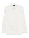 Emporio Armani Geometric Print Cotton Shirt With Button-down Collar In White