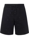Emporio Armani Allover Logo Cotton Shorts In Black
